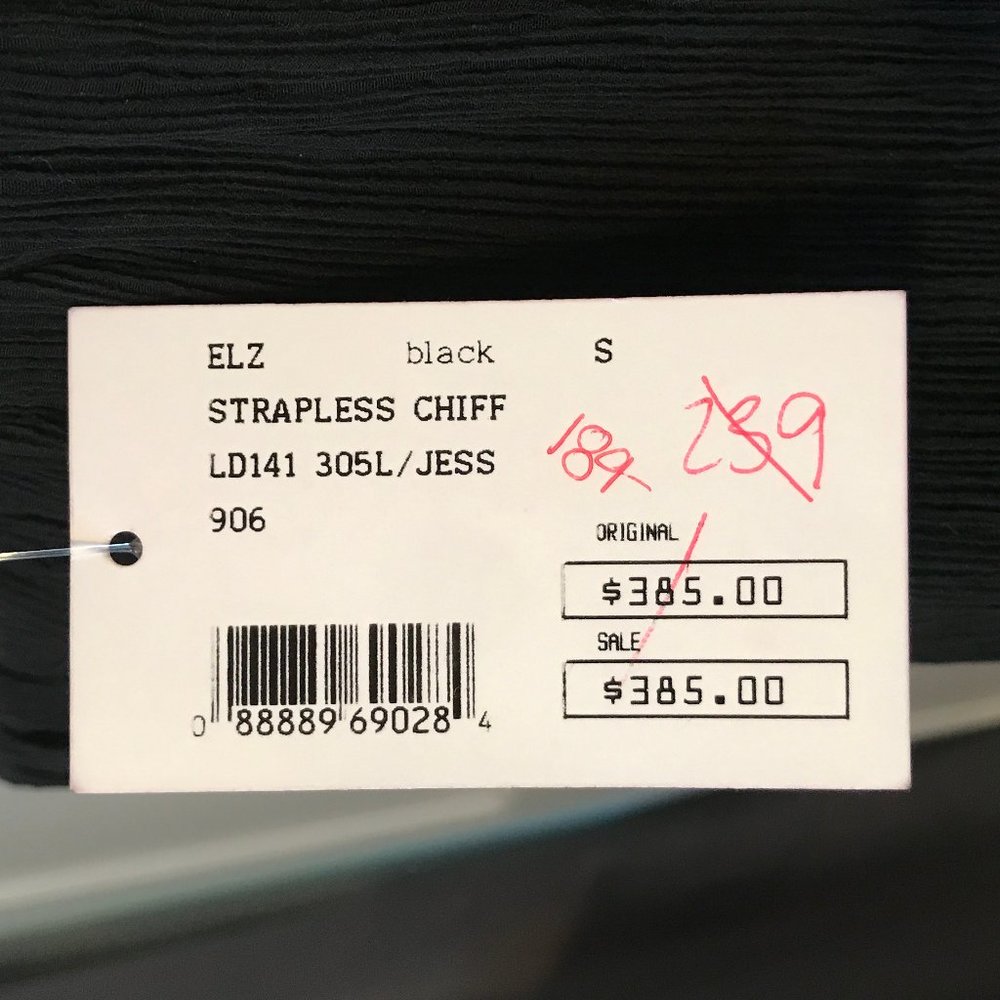 CLEARANCE! NWT Elizabeth & James Small Strapless Crepe Chiffon Dress Black LBD - Picture 5 of 9